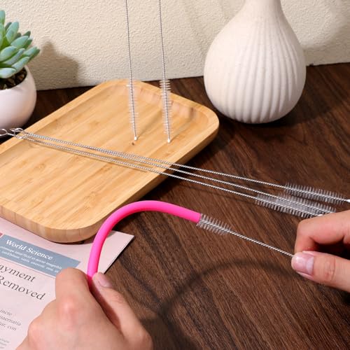 Image of Giantree 10 Pcs Straw Cleaner Brush, 11.8 Inch Extra Long Straw Cleaner Brush, Reusable Stainless Steel Handle Nylon Bristles Straws Cleaning Brushes for Cleaning Cup Straws Bottles Coffee Makers