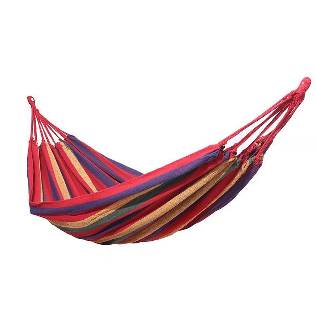 Outdoor Hammock Swing with Wooden Stick Canvas Bent Stick Camping Anti Rollover(C,190 * 80)