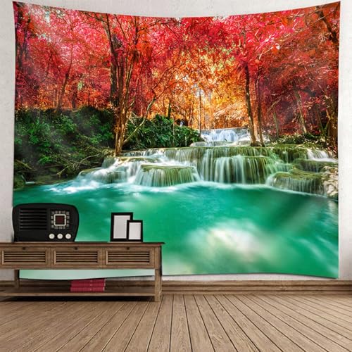 Tapisserie Forêt d'Automne 140x210CM Décoration Murale Nature pour Chambre d'Adulte et Enfant
