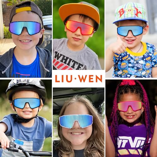 LIU·WEN Kids Sunglasses Polarized Baseball Sunglasses - Flexible Sports Cycling Glasses for Youth Boys Girls Age 6-143