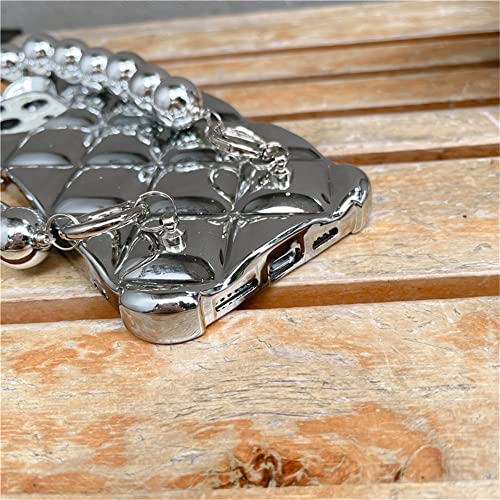 Coque Samsung S22 losange argenté avec chaîne de perles