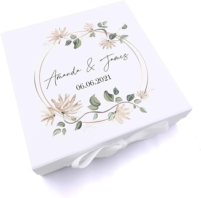 ukgiftstoreonline Personalised Keepsake Box Wedding Memory box Any Wording Gift (Large)
