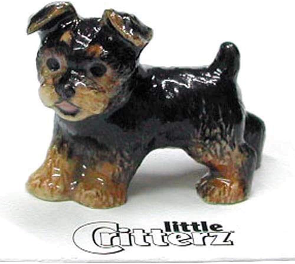 Little Critterz Dog - Yorkshire Terrier Smoky - Black Home Decor Animal Miniature Porcelain Figurine