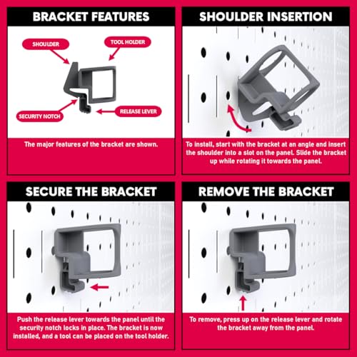 Image of Pliers Bracket Model 104 | Compatible with Wall Control | for Tool Wall Organization to Hang Pliers, Ratchet, Socket Extension, or Scissors | 10-Pack