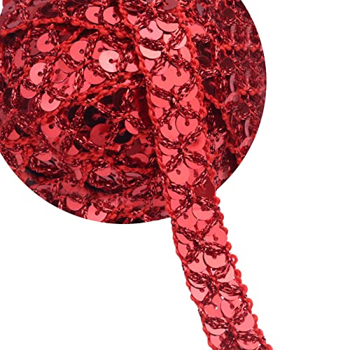 SEWDIYTR Sequin Lace Trim Gimp Braid Lace Ribbon Glitter Sequin Trim for Crafts, Embellishments, Costume Accessories 10 Yards (Red) by SEWDIYTR - Used condition - US$11.01