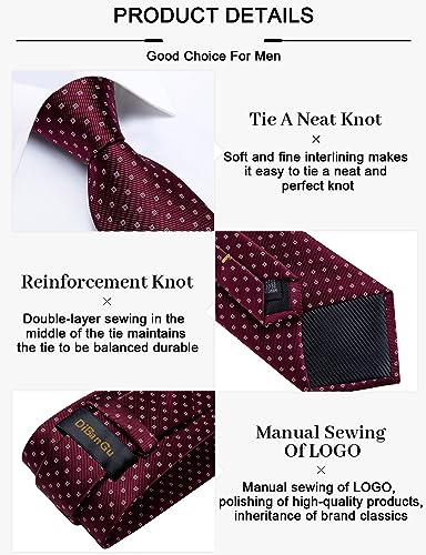 Image of DiBanGu Plaid Ties for Men Silk Checkered Necktie and Pocket Square Cufflinks Tie Clip Set with Gift Box for Wedding Business