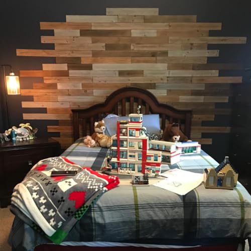 Paneles de madera autoadhesivos de madera real en tablones macizos para decoracion de paredes 3