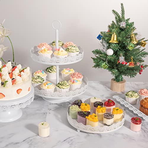 Aledo White Cake Stand 4 Pcs, Dessert Table Display Set Metal Antique-Inspired With Cake Pop Stand, Cupcake Tower, Treats Candy Station For Wedding Birthday Party Baby Shower Celebration Holiday Décor #TOP6