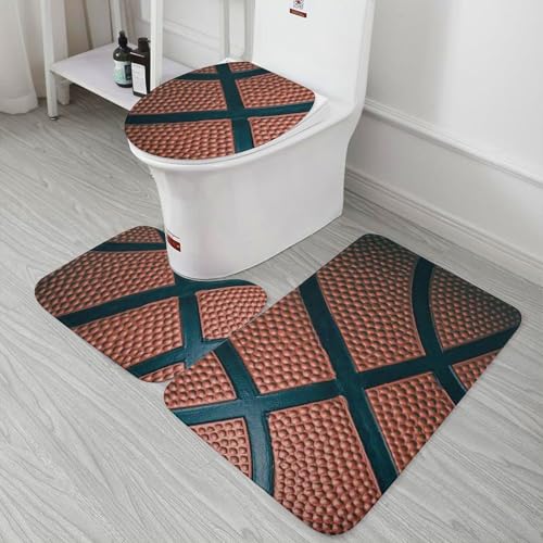 Juego de tres tapetes de piso de terciopelo coral con estampado de baloncesto miniatura 6