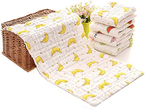 Image of Naisian Muslin Baby Burp Cloths 20 * 10 Inches, 5 Pack Super Absorbent Burping Cloths 100% Organic Cotton Milk Spit Up Rags Unisex for Sensitive Skin|Shower Gift for Baby Registry