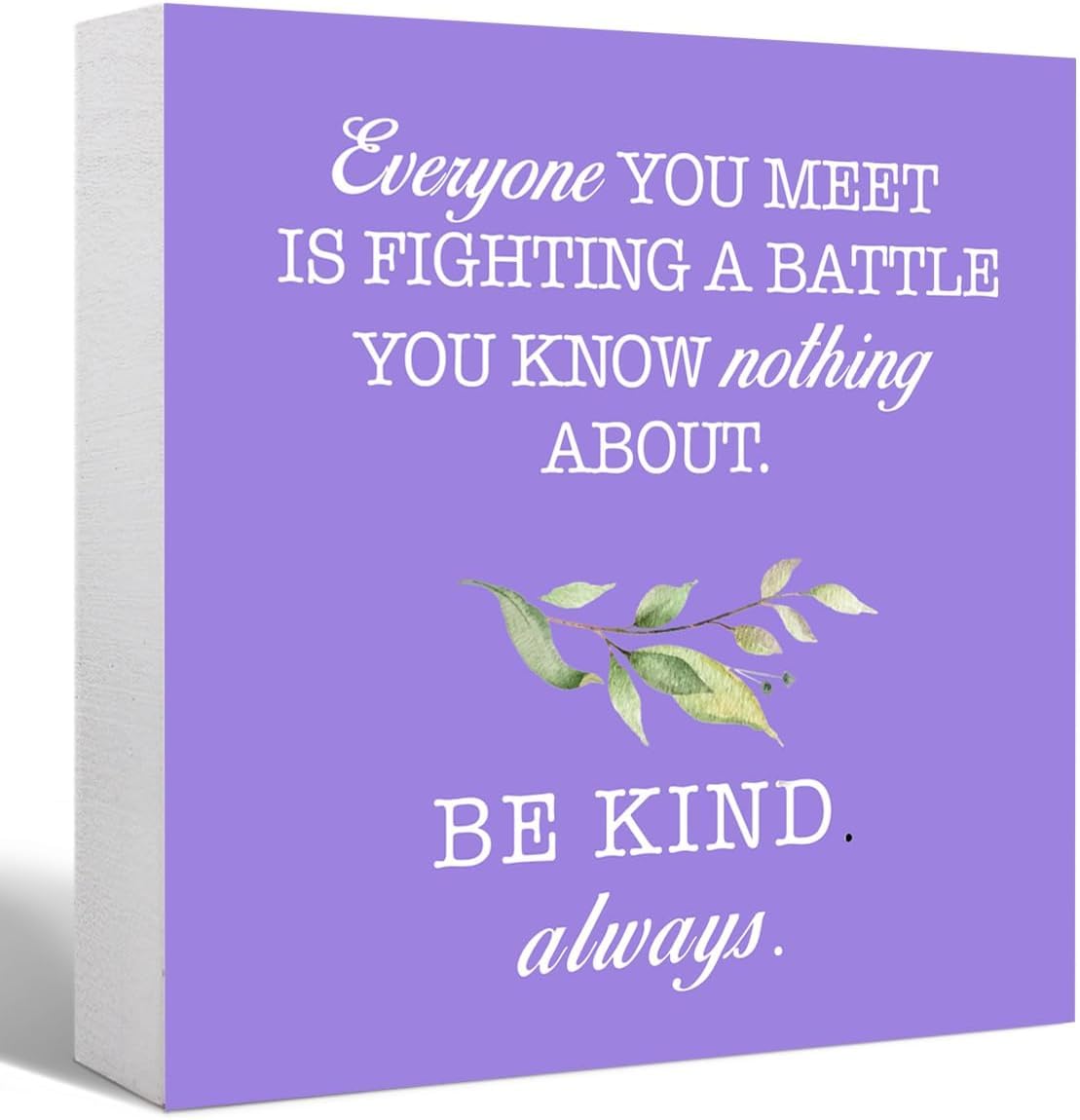 5x5 Inch Be Kind Box Sign Purple Inspirational Wooden Desk Decor