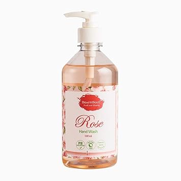 Beautisoul Rose Handwash with Pure Rose and Glycerin - 500 ml Pump | pH balanced |Made in India | Cruelty Free | Germ protection
