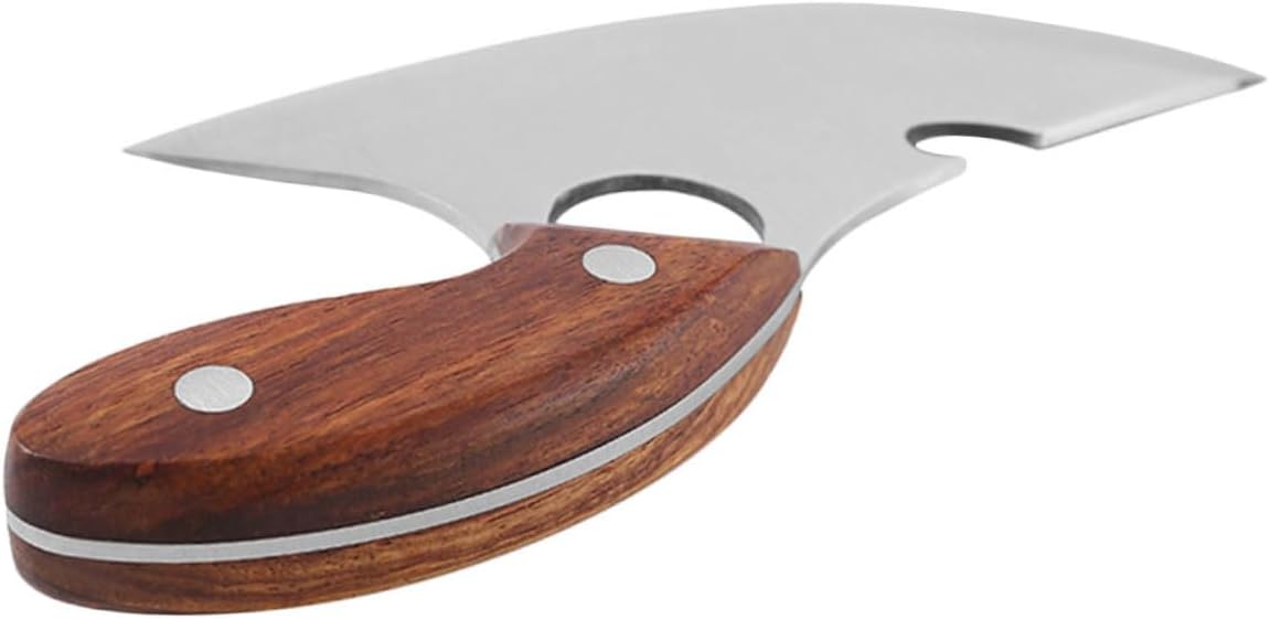1pc Stainless Steel Meat Cutter Wooden Handle Ergonomic Kitchen Knife for Home Cooking for Meat Trimming and Grilling and Easy to Clean