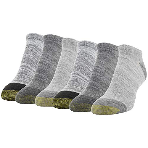 Gold Toe Women's Cool No Show Socks, 6 Pairs, White, Grey, Cinder, Iron, Shoe Size: 6-9