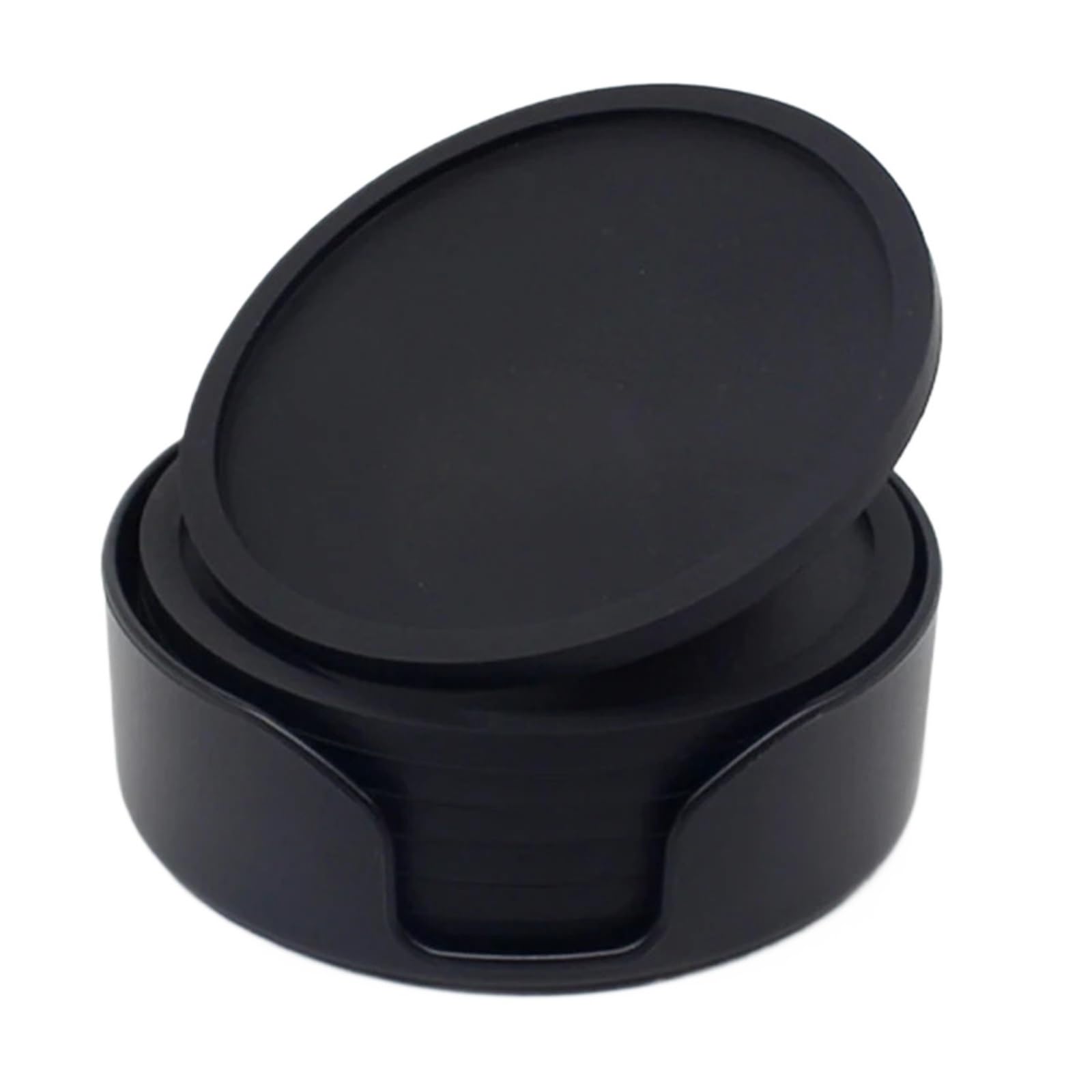 1set 10cm Silicone Coasters Round Heat Resistant Rubber Tea Cup Mat Drink Coffee Mug Glass Beverage Holder Pad for Cap(Black)