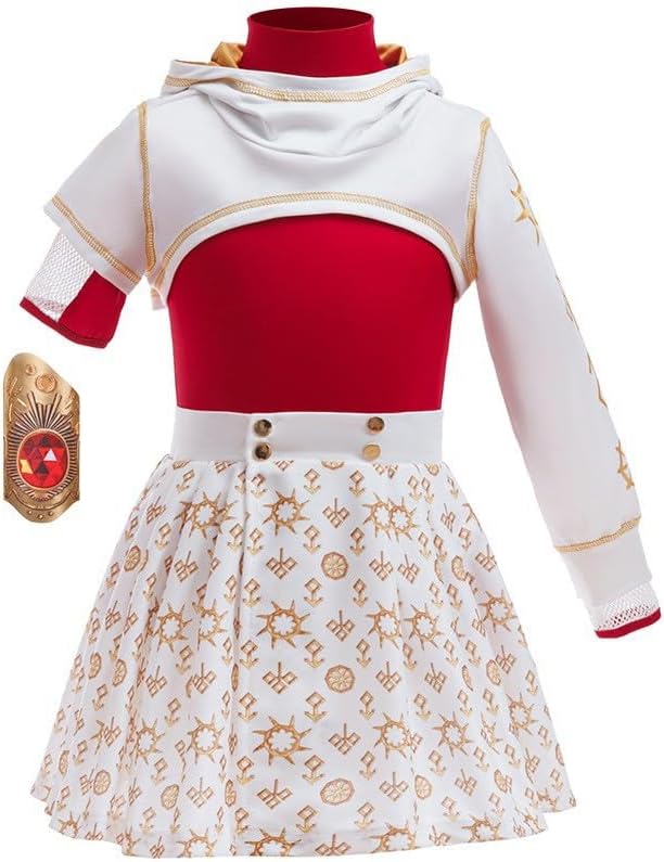 Girls Zombies Costume Kids Nova Daywalker Cropped Hooded Coat Mesh Top Skirt Bracelet 4pcs Halloween Cosplay