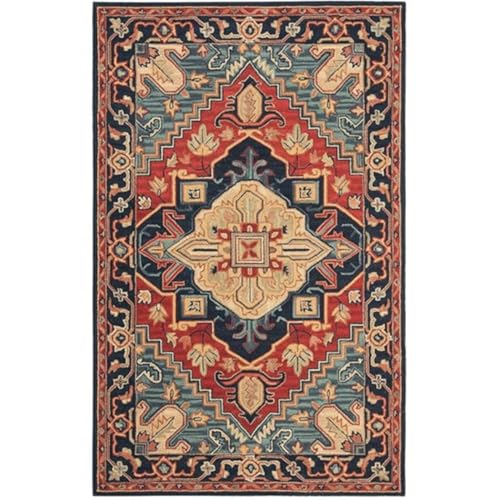 Image of Sifa Carpet Crafted with Care: Premium Hand-Tufted Wool Carpets Royanna Traditional Design Handmade Area Rugs, for Your Room Blue Color Size 5x7 feet (150x210cm)