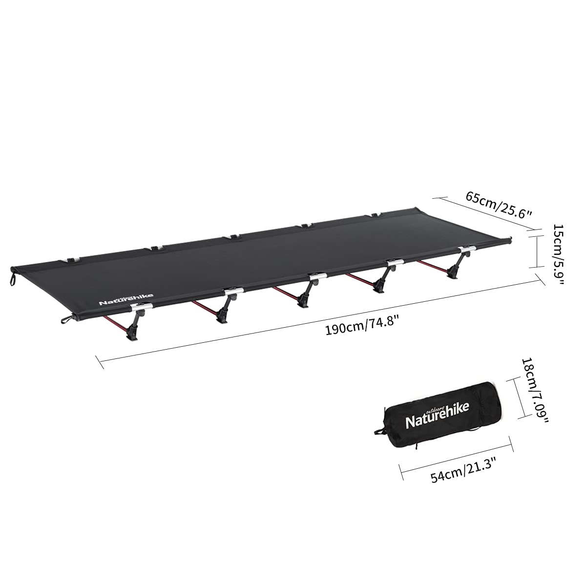 Naturehike Letto Pieghevole Alluminio Letto Ultraleggero Singolo Lettino da Campeggio Portatile Ufficio Letto Pisolino per Il Campeggio e Trekking Giardino
