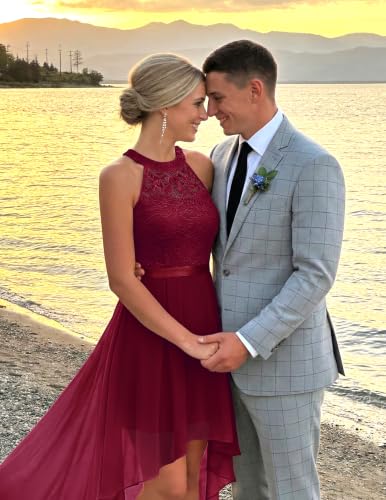 Image of Wedtrend Women's Semi Formal Dresses Halter Bridesmaid Dresses Wedding Guest Dress High Low Prom Dress