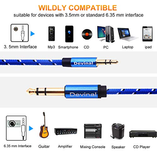 Cable estéreo 1/4 a 3.5 mm, 3 m, trenzado nylon miniatura 3