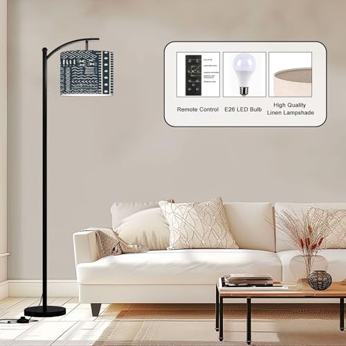 Bvcahsaw Arc Floor Lamp African Print Fabric Seamless Tribal Pattern Traditional Ethnic Modern Tall Standing Lamp Dimmable With Remote Adjustable Drum Shade Footswitch For Living Room Bedroom Office thumb #2