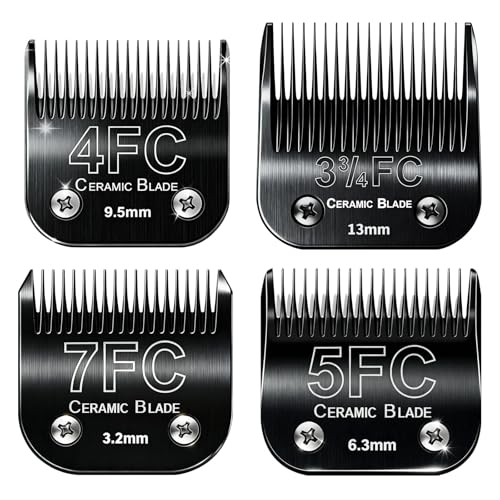 Dog Grooming Clipper Blades Replacement Compatible with Andis Dog Clippers Most OsterA5 Wahl KM Series Pet Clippers (Black(3FC+4FC+5FC+7FC))