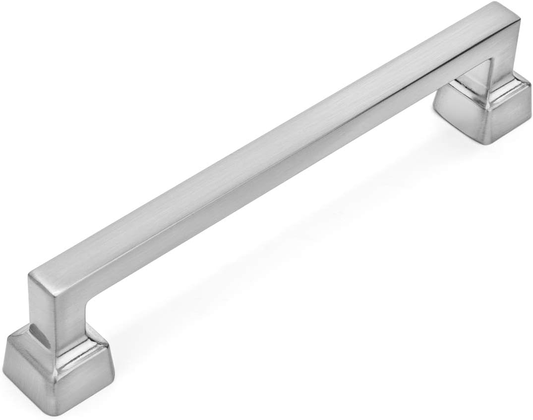 Cosmas 10 Pack 1481-128SN Satin Nickel Contemporary Cabinet Hardware Handle Pull - 5" Inch (128mm) Hole Centers