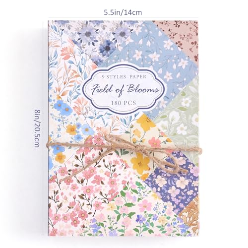 image for emmoolife 180 Sheets Vintage Floral Scrapbook Paper - 9 Themes Aesthet