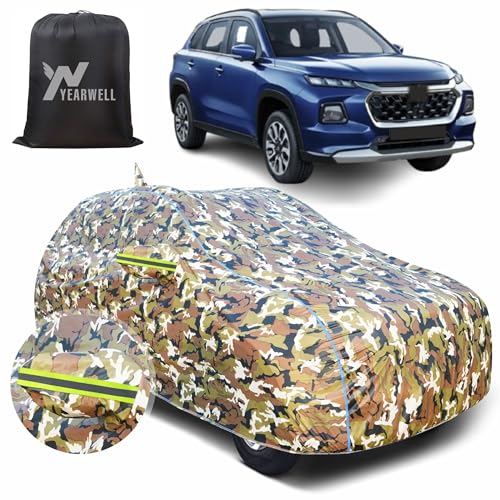Image of Car Body Cover for Maruti Grand Vitara, 100% Waterproof with Mirror & Antenna Pockets, Military Print Design, UV & Dust Protection, Triple Stitched, Sky Piping & Reflector (Jungle Print)