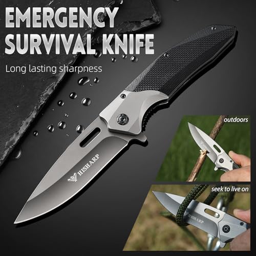 Pocket-Knife-394-Steel-Blade-Folding-Camping-Knife-for-Men-Portable-Sharp-EDC-Knife-with-Pocket-Clip-for-Camping-Fishing-Hiking-Hunting-etc-Outdoor-Activities