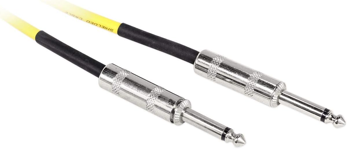 RockvilIe RCGT20Y 20フィート 1/4インチ TSから1/4インチ TSギター/アンバランスシグナルケーブル-イエ