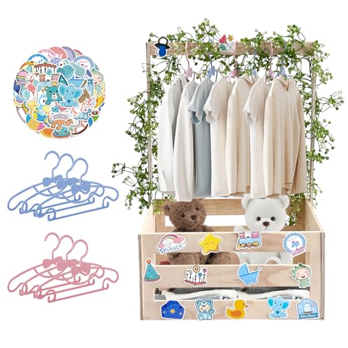 CMINAUS Wooden Baby Shower Crate Closet, Baby Shower Gifts Baby Storage Crate with Handle, DIY Welcome Gift Basket For Pregnancy New Parent New Born Baby Boys and Girls