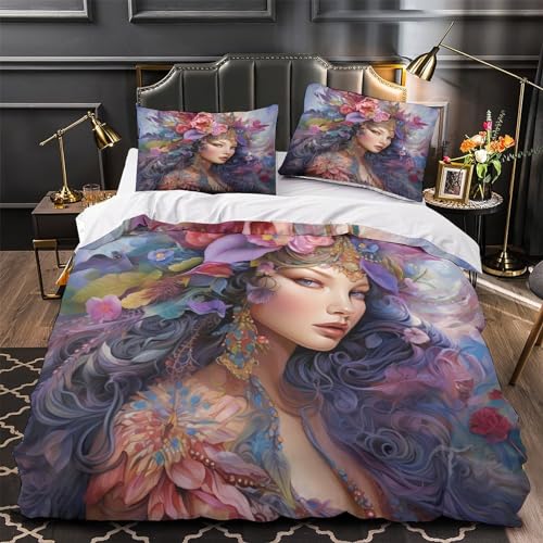 Housse de couette 200x200cm fleurs papillons Elfe avec 2 taies - 4