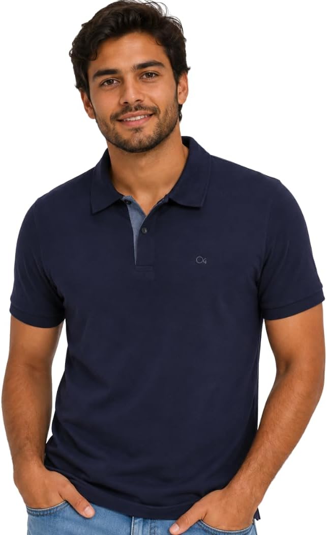 Ogochi Polo Masculina Slim Essencial, 96% Algodão e 4% Elastano