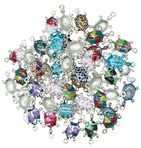 Manloufushi 30 Pcs Mixed Color Cute Sea Turtles Charms Jewelry Enamel Pendant Decoration Diy Handmade Making Necklace Bracelet Earring Keychain Accessories 27 * 14Mm #TOP4