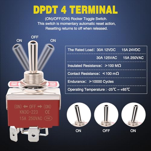 Image of Nilight 2PCS Reverse Polarity Toggle Switch 12V 30A DPDT W / 14AWG Wire