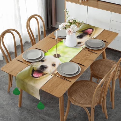 Chemin de table en lin chiot labrador lavable imprimé cuisine taille unique - 2