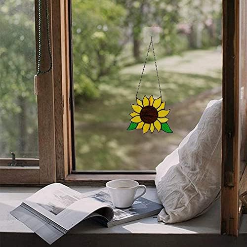 Sunflower Stained Glass Window Hangings Sun Catcher Outdoor Decorations