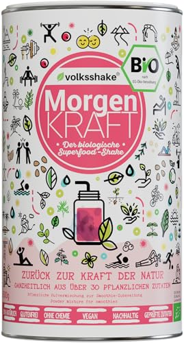 BIO Morgenkraft | Smoothiepulver | 500g | DE-ÖKO-006 | Der biologische Wachmacher am Morgen | Über 30 Superfoods wie Beeren, Kurkuma, Guarana und Maca | Premiumqualität vom Bodensee | Made in Germany