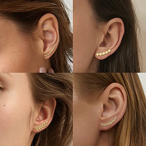 FIBO STEEL 𝟔 𝐏𝐚𝐢𝐫𝐬 Ear Cuffs 𝐂𝐫𝐚𝐰𝐥𝐞𝐫 𝐄𝐚𝐫𝐫𝐢𝐧𝐠𝐬 𝐄𝐚𝐫 𝐂𝐥𝐢𝐦𝐛𝐞𝐫𝐬 Earrings for Women Cuff Earrings 𝐋𝐞𝐚𝐟 𝐅𝐞𝐚𝐭𝐡𝐞𝐫 𝐋𝐢𝐧𝐞𝐚𝐫 𝐖𝐚𝐯𝐞 Ear Pin4