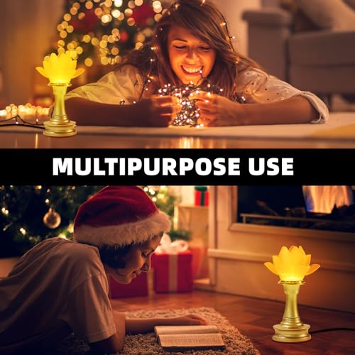 Image of Lotus Flower Lamp 7 Color LED Buddhist Meditation Supplies (6.5in) | Soft Lighting;Alloy Glass;Multi-scene Decor;Fine Craft;Spiritual Symbol