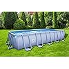 JLeisure Avenli LamTech 18 Foot Long by 39.5 Inch High Rectangle Steel Frame Above Ground Swimming Pool with U Frame Wall Support, Gray