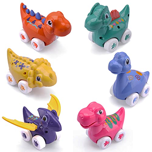 Nicknack Juguetes de Dinosaurios para Coche, 6 Piezas Coches de Juguetes para niños niñas 1 2 3 años Cover