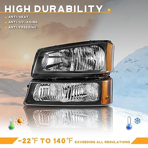 Image of WEELMOTO Halogen Headlights Assembly for 2003-2007 Chevy Silverado