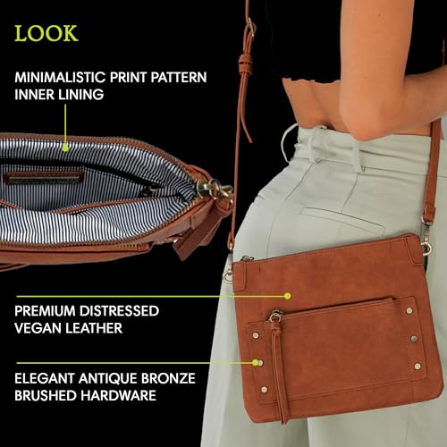 The Savannah Crossbody Shoulder Bag | Vegan leather Shoulder Bag with removable crossbody strap |11"x 1.5"x8.5"|4