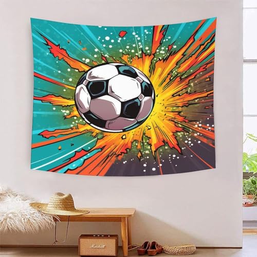 Tapiz de fútbol 3D NMOTARVIN: renueva paredes aburridas con decoración estética de recámara