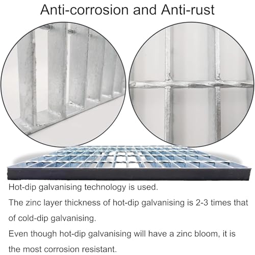 Image of Galvanized Steel Drain Grate, Driveway Channel Cover 24x24 in