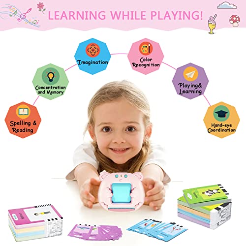 Talking Flash Cards Learning Toys for Toddlers 1-6 Years Old, Preschool Montessori Toys, Speech Therapy Toys Pocket Vocabulary Toy Autism Toys Gifts for Kids, Boys Girls(510 Words New Pink) - Thumbnail 5