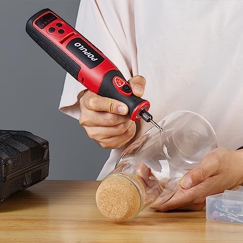 Populo 8V Rechargeable Cordless Rotary Tool 2.0Ah Battery With 124 Pieces Accessories, 4 Position Led Lights, 5 Speed ​​Adjustment, Used For Nail Tool For Dog,Metal Polishing,Drilling,Cutting #TOP4