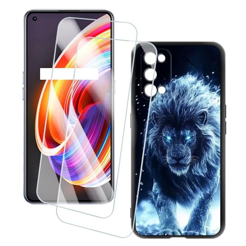 OAGELIM 2�Z�b�g �X�N���[���v���e�N�^�[ + �P�[�X OPPO Realme X7 Pro 5G (6.55 �C���`) �Ƃ̌݊������� �A�[�e�B�X�e�B�b�N�J�X�^���v�����g�J�o�[�Ƌ����K���X�t�B���� �X�N���b�`�h�~ (���C�I��)
